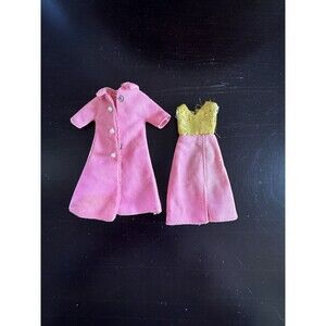Vintage Topper Dawn Doll Dress And Coat Pink And Gold Outfit 1970’s